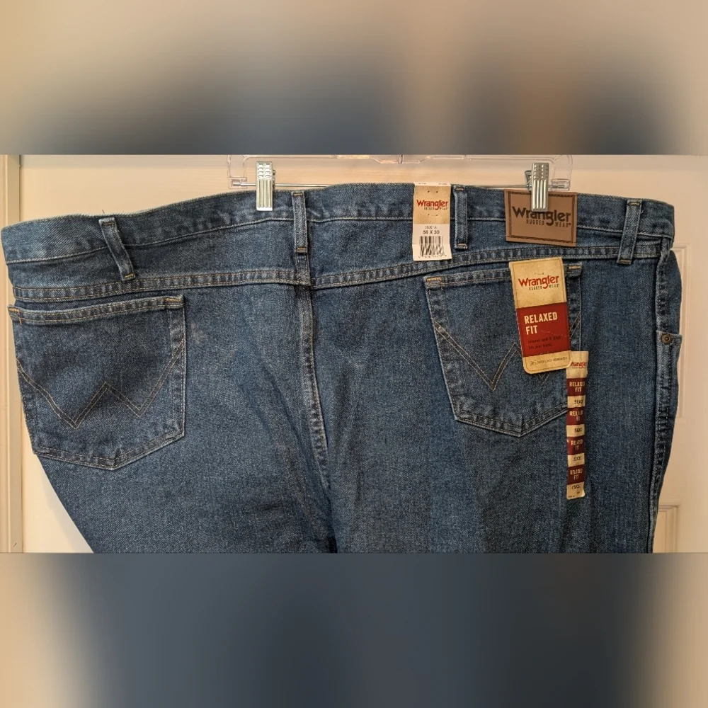 NWT Wrangler Rugged Wear Mens Big & Tall Relaxed Fit Size 56x30 Blue Jeans NEW! - Picture 7 of 16